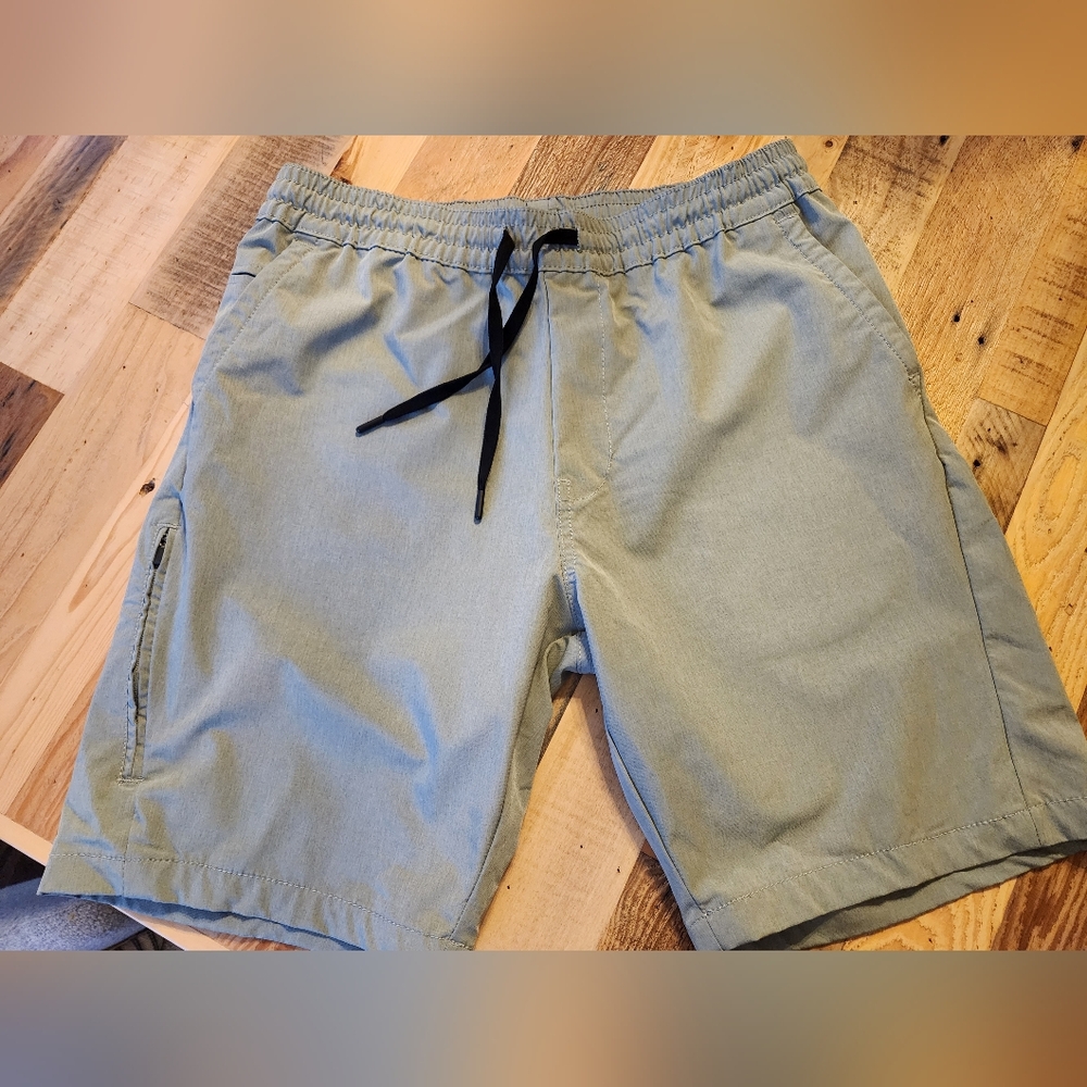 Mens‎ Kenneth Cole Light Gray/Green Elastic Waist Shorts Size M